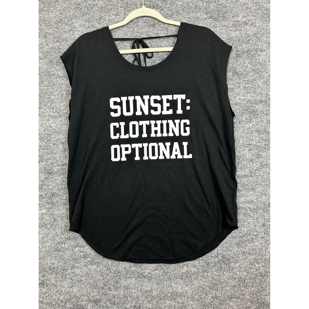 Victoria's‎ Secret Black Graphic Tank Top Sunset Clothing Optional Tie Back S/P